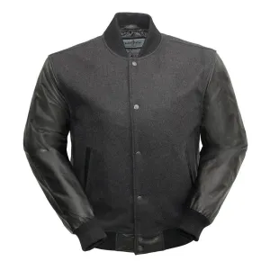 WMB2802BLACK VARSITY - MEN'S WOOLEN JACKET WITH LEATHER SLEEVES
