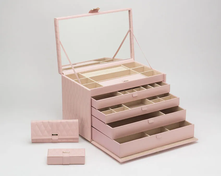 WOLF Caroline Extra Large Jewelry Case - Rose Quartz