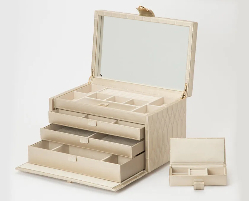 WOLF Caroline Large Jewelry Case - Champagne