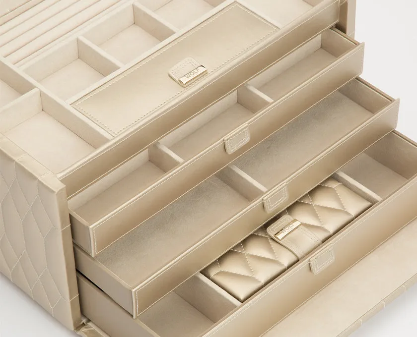 WOLF Caroline Large Jewelry Case - Champagne
