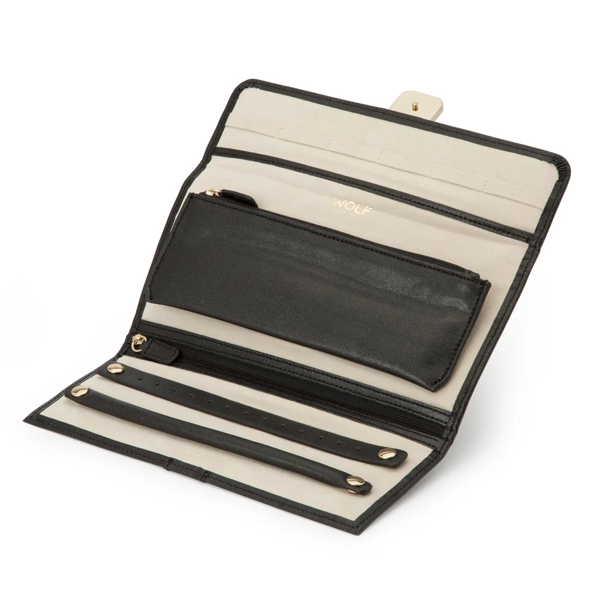 WOLF Leather Jewelry Roll in Black Anthracite