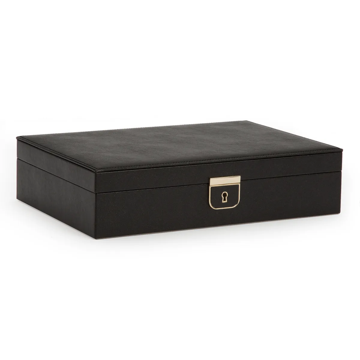 WOLF Medium Leather Jewelry Box in Black Anthracite
