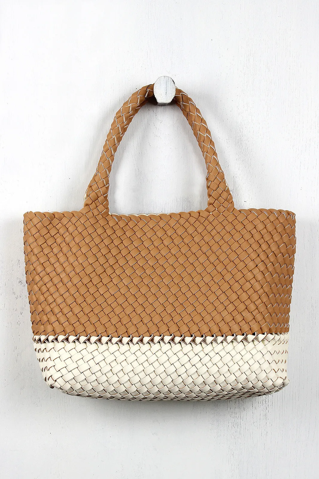 Woven Two-Tone Tote Bag