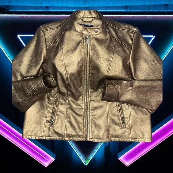 XL Motosport Metallic Gold Copper Jacket. Zipper Snap Neck closure. NWOT…