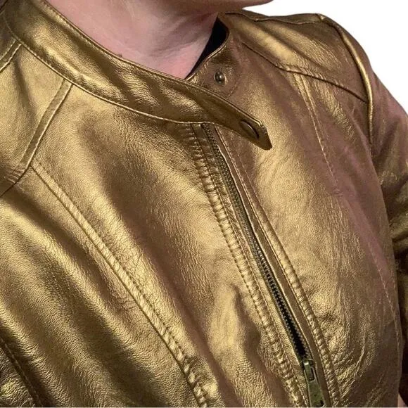 XL Motosport Metallic Gold Copper Jacket. Zipper Snap Neck closure. NWOT…