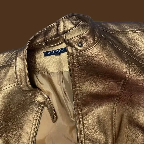 XL Motosport Metallic Gold Copper Jacket. Zipper Snap Neck closure. NWOT…