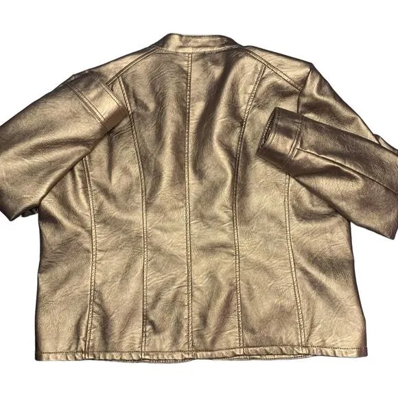 XL Motosport Metallic Gold Copper Jacket. Zipper Snap Neck closure. NWOT…