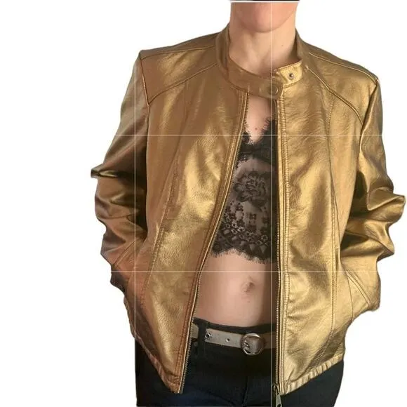 XL Motosport Metallic Gold Copper Jacket. Zipper Snap Neck closure. NWOT…