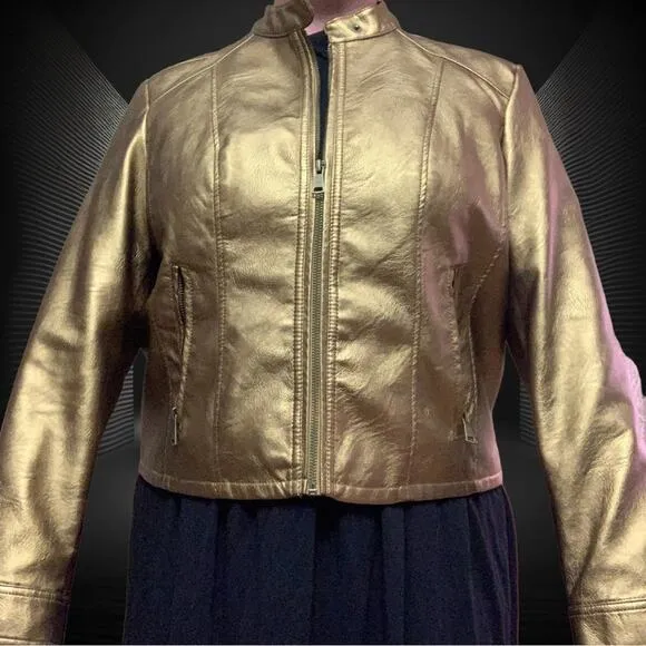 XL Motosport Metallic Gold Copper Jacket. Zipper Snap Neck closure. NWOT…