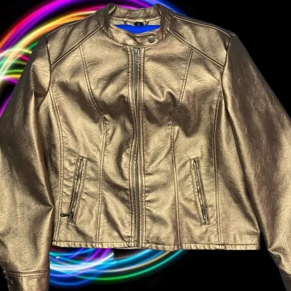XL Motosport Metallic Gold Copper Jacket. Zipper Snap Neck closure. NWOT…