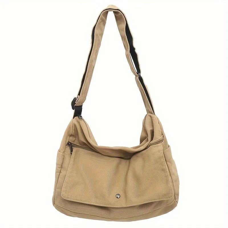 Y2K Canvas Crossbody Bag with Large Capacity - Perfect for School & Business