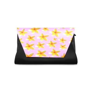 Yellow Frangipanis Pink Clutch Bag