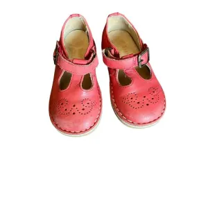Young Soles Red Leather Penny T Bar