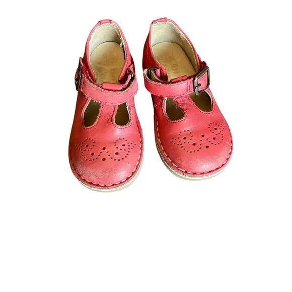 Young Soles Red Leather Penny T Bar