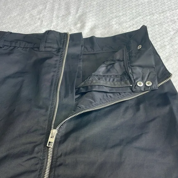 Zara Black Zippered Nylon Skirt NWT