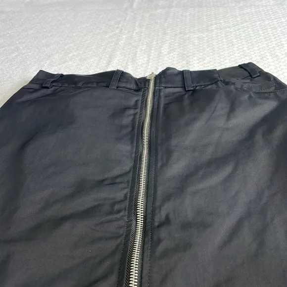 Zara Black Zippered Nylon Skirt NWT