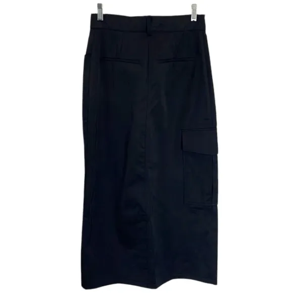 Zara Black Zippered Nylon Skirt NWT
