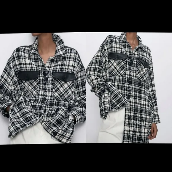 ZARA LONG COMBINATION OVERSHIRT JACKET