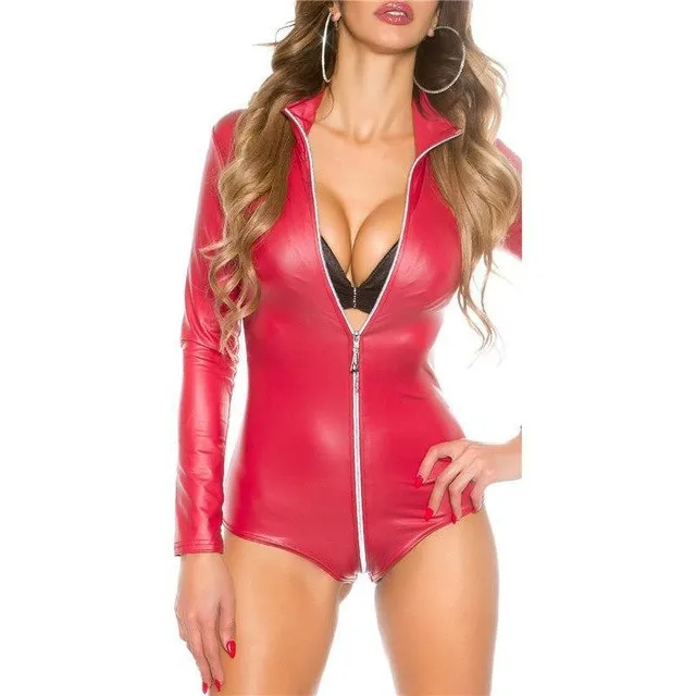 Zippered Leather Body Suit