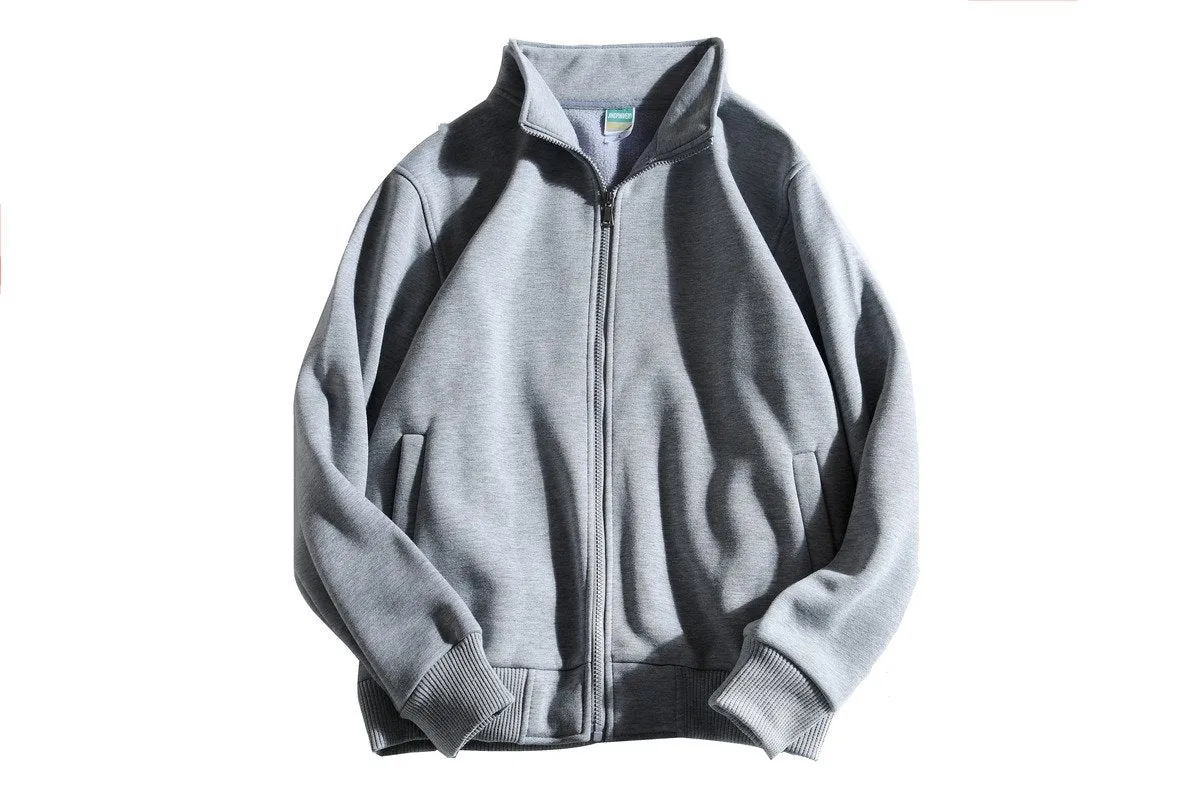 Zippered Long-Sleeved Sweater With 2 Pockets